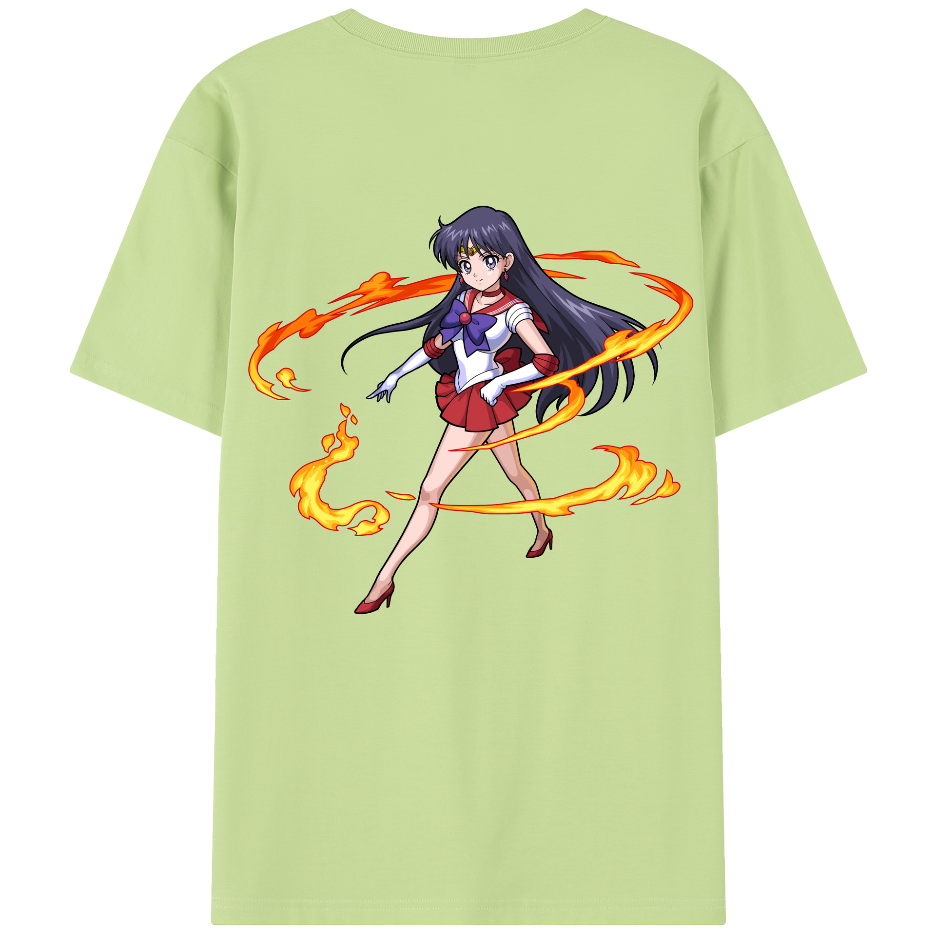 （画像用） 美少女戦士セーラームーン 火野レイ ひの レイ Sailor Moon Hino Rei （セーラーマーズ,Sailor Mars） 綿100％半袖Tシャツ（背面プリント）